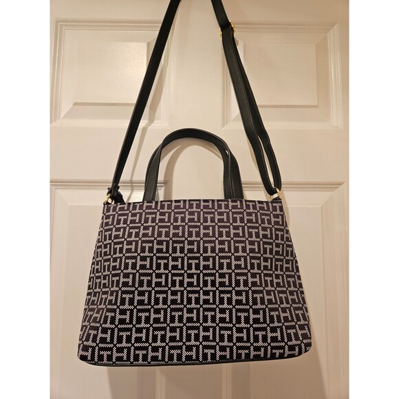 Tommy Hilfiger Purse 90's Y2K Fashion Black & White Shoulder Strap Top Handle - Picture 4 of 7